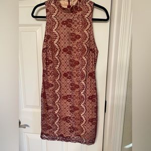 Lush burgundy lace holiday party dress